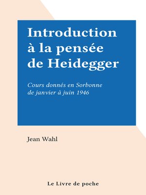 cover image of Introduction à la pensée de Heidegger